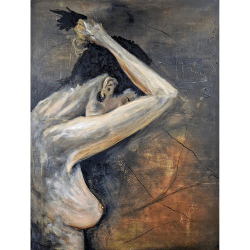 Woman on dark background | Original painting | Simone Freiheit