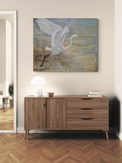 GREAT WHITE EGRET | Original painting | Simone Freiheit